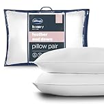 Silentnight Feather and Down Pillows 2 Pack - Luxury Hotel Quality Duck Feather Pillows with Breathable Cotton Cover and Anti-Bacterial - Machine Washable
