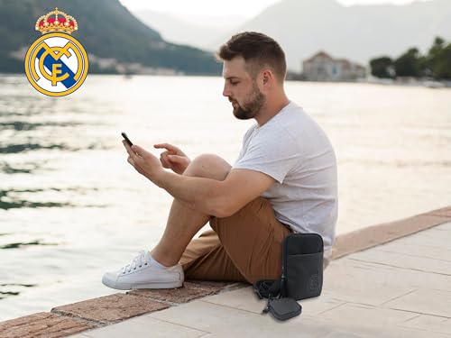 Miniatura 7 de Cypbrands- Real Madrid, Bandolera, Bolso, Cartera, Riñonera, Unisex, Color Negro, Producto Oficial