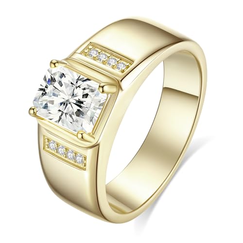 2CT Radiant Cut Moissanite Engagement Ring D Color VVS1 Clarity Solitaire Moissanite Wedding Band S925 Sterling Silver 9K Gold Plated Genuine Moissanite Promise Ring Size 5-12