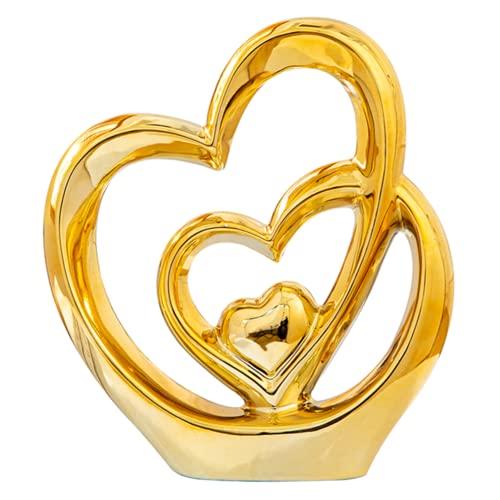 Anding Home Decoration Gold Modern Art Statue Porcelain Sculpture New Year Gift Gold Decorative Living Room Office Centerpiece (A819Gold)