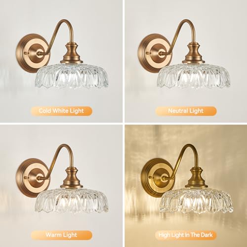 Image of HDDFL Vintage Wall Scone Bedside Wall Lamp Matte Brass Bedroom Light Fixtures in Door Lighting Fixture for Living Room Hallway Corridor 2 Pack
