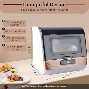 Portable Countertop Dishwasher, Large Capacity, 3 Wash Programs, Ideal for Apartments, Dorms & RVs - Compact Dishwashing Machine, Gray
