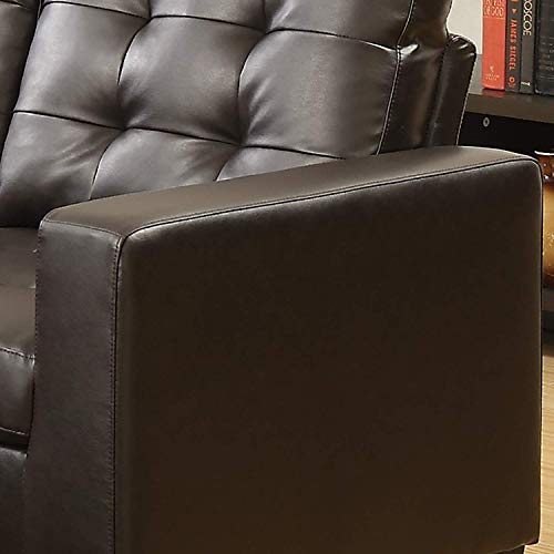 Poundex Bobkona Soft Bonded Leather 4 Piece Sectional with Ottoman Set (F6934), Espresso
