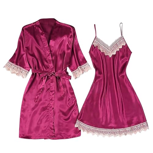 Robe de chambre en satin femme chic avec col V profond texturé
