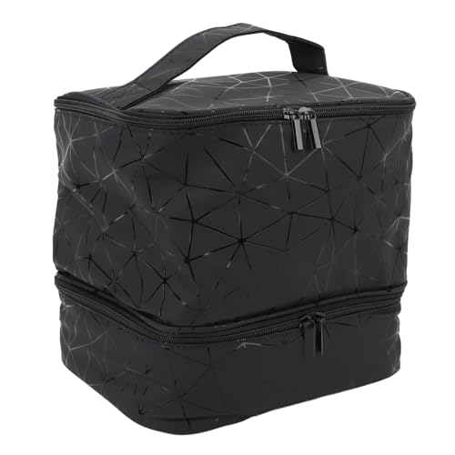 Bolsa del Organizador de Esmalte de Uñas de Doble Capa, Sostiene hasta 30 Botellas, Bolsa de Almacenamiento de Maquillaje de Cuero PU para Herramientas de Uñas, Conveniente para