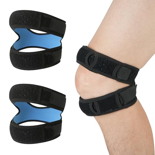 FALSKT 2PCS Rodilleras Crossfit Compresion Rodillera rotuliana correas totalmente ajustables Rotuliana Deportiva con Estabilizadores Laterales y correa de neopreno para Dolor Articular Correr Fitness