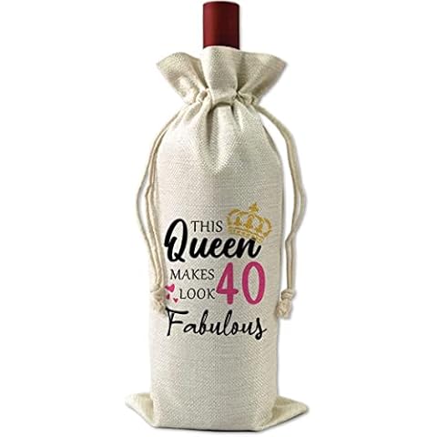 40th Birthday Gifts for Women - Decorative Wine Bag Birthday Gift with Witty Quote - Cute Female Gifts For Women Turning 40 - Best Friend Birthday Gifts, Wife, Mom, Coworker, Sister Birthday Gifts Cover