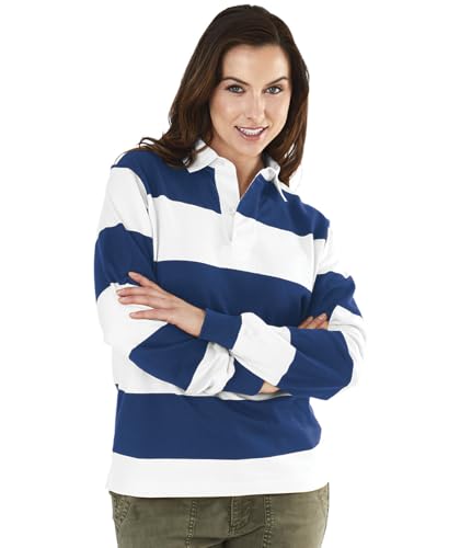 Image of Charles River Apparel Unisex Classic Rugby Shirt, Premium Cotton Jersey with Yarn-Dyed Stripe Design