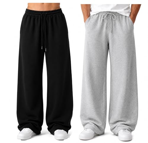 Image of Men's and Women's Baggy Track Pants, Baggy Streetwear, Cotton Track Pants, Elastic Waist & Relaxed Fit Bottoms