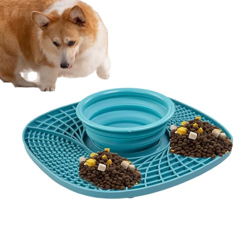Cuenco de alimentación lenta para perros, tapete plegable para mascotas, antideslizante, con ventosas, para carne seca de res, pollo picado, queso crema