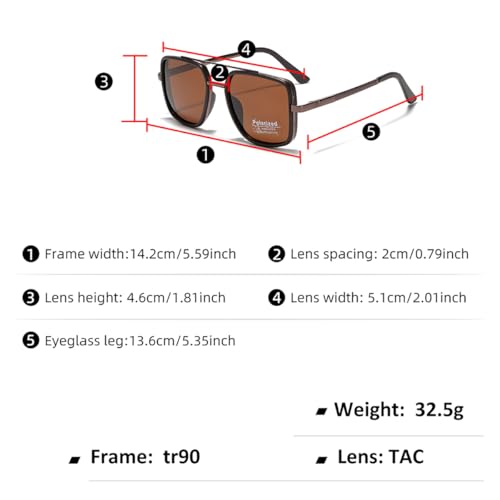 Big Frame Sunglasses Polarized Tr90 Half Metal Unisex Square Sun Glasses Sun Shades Uv400 7