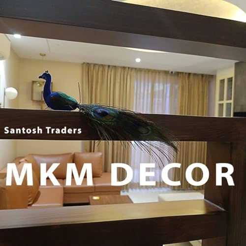Generic Mkm Beautiful Artificial Peacock With Long Feather For Home/Temple/Krishna Jhula Dcor & Good Luck (2 Piece)(Decorations, Nannan)