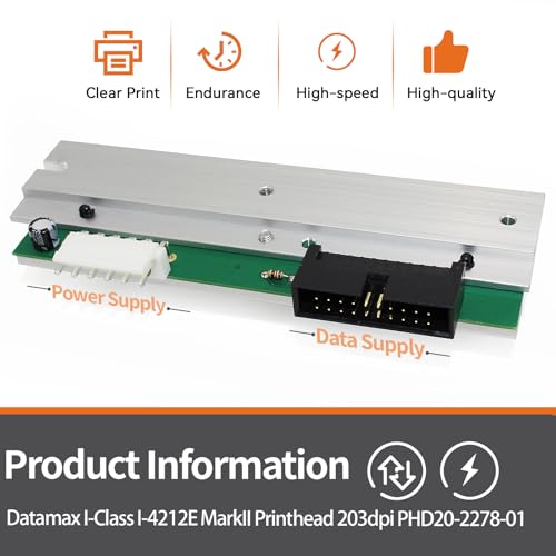 Image of GETPARTS PHD20-2278-01 New Printhead for Datamax I-Class I-4212E MarkII Thermal Barcode Printer OEM Replacement 203dpi