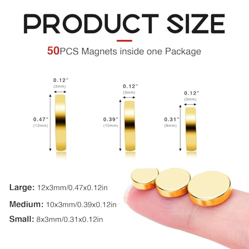 Image of 50Pcs Fridge Magnet 3 Sizes Small Magnets, 8x3mm,10x3mm,12x3mm