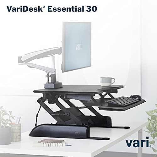 Image of Vari - VariDesk Essential 30 - Two-Tier Standing Desk Converter for Home Office - Adjustable Sit Stand Desk with 11 Height Settings - Standing Desk Riser for Monitor & Accessories - 30 inch Wide, Black