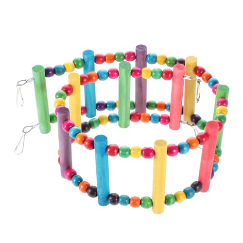 TOGEVAL Parrot Accessory 12 Step Bird Ladder Natural Wood Ladder for Budgies Parrot Swing Toy for Small Birds Random Color