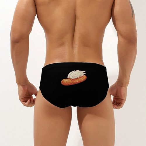 Sausage with Wings Mens Swim Briefs Bikini Sexy Low Rise Trunks Swimsuit Bathing Suit Beach2