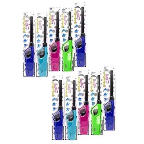 Encendedores largos pack 10 unidades multicolor recargables miniatura 3