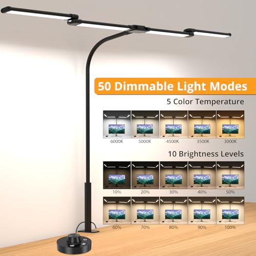 iVict Desk Lamp for Home Office, 24W Flexible Gooseneck Table Lamp, Desks Lamps with Clamp, 10 Color Modes 10 Brightness Eye-Caring Desk Light w/USB Adapter(Black) by iVict - Image 3