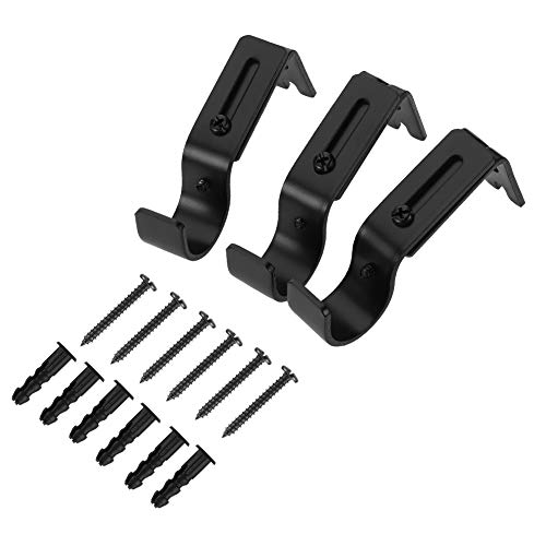 Thursday April 3 Pcs Soportes de Cortina de Metal Soporte de Cortina Ajustable Soportes de Cortina de Alta Resistencia con Tornillo para Postes Varilla de Pared(Negro,Hierro)