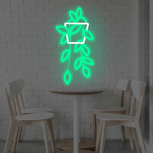 Image of Flowerpot Neon Sign for Wall Decor, USB Light Up Sign for Home Bedroom Party Bar Flower Shop Decor Wedding Birthday Party Gifts for Her Him, 16.5 inchx8.9 inch