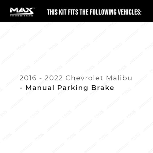 Image of Max Advanced Brakes Front & Rear Brake Kit Compatible With 2016 2017 2018 2019 2020 2021 2022 Chevy Malibu Replacement Cross Drilled Disc Brake Rotors and Ceramic Brake Pads