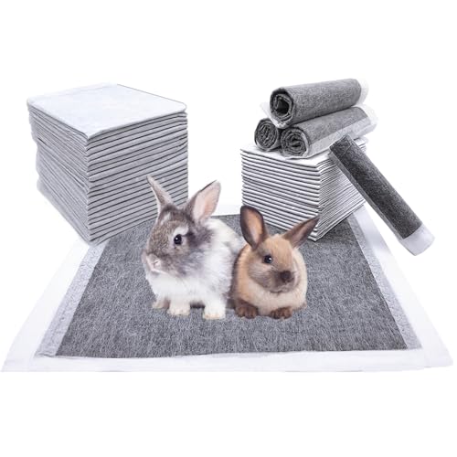 kathson Rabbit Pee Pads Disposable Bunny Diapers Cage Liners Super Absorbent Pet Toilet Training Pads for Guinea Pig Hedgehogs Hamsters Chinchillas Cats and Small Animals