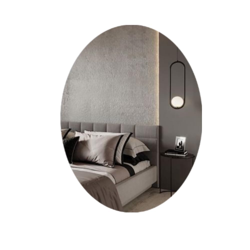 SJ Enterprises- Mirror Sheets Self-Adhesive Plastic Mirror Tiles Non-Glass Mirror Stickers for Home Decoration (Oval, Large)