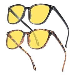 A01 (2pack) Black+tortoise/Yellow Night Vision Glasses