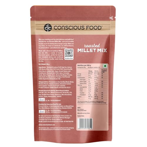 Image of Conscious Food Millet Mix | 50g | Millet Chivda | Healthy & Crunchy | Gluten-Free, Preservative-Free | High in Fiber