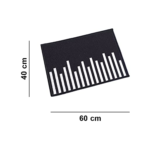 Image of Matz&More Anti Slip Multipurpose Floor Mat, 40x60cm, for Door, Entrance, Bathroom, Bedroom, Kitchen, Office, Geometric Black White