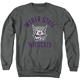 Weber State University Official Wildcats Logo Unisex Adult Crewneck Sweatshirt,Charcoal, Medium