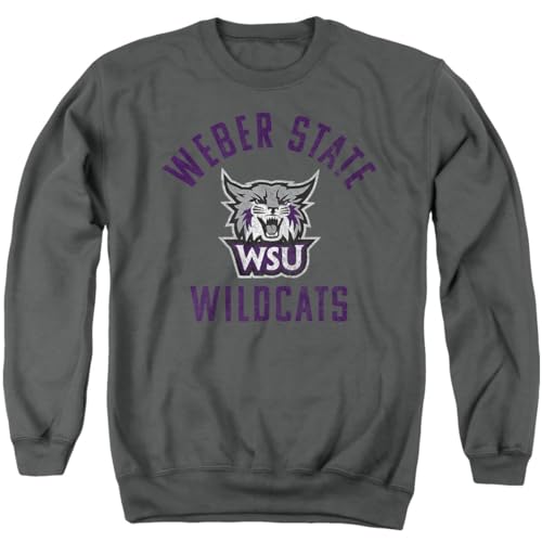 Weber State University Official Wildcats Logo Unisex Adult Crewneck Sweatshirt,Charcoal, Medium