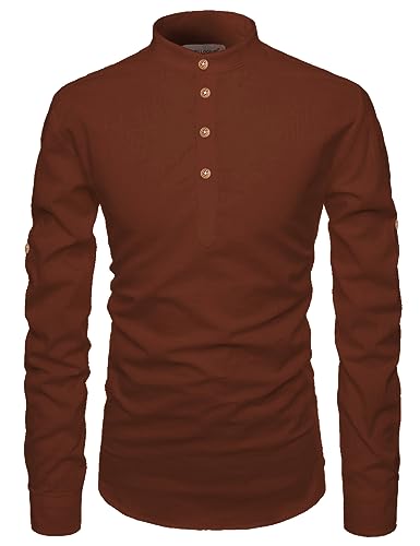 Image of Vida Loca Full Sleeve Mandarin Collor Cotton Casual Slim Fit Shirt for Men's