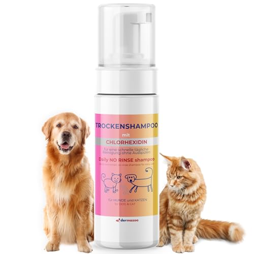 Dermazoo Trockenshampoo für Hunde und Katzen mit Chlorhexidin ohne Ausspülen, 190 ml, Mousse für schnelle und vollständige Anwendung, Shampoo für...