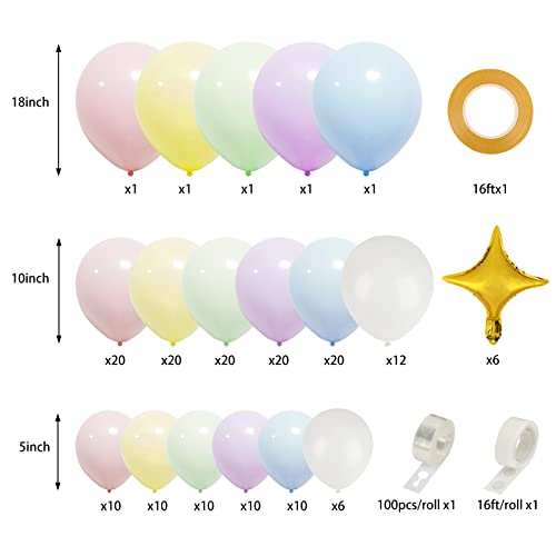 Rubfac 182Pcs Pastel Balloons Garland Kit Unicorn Macaron Rainbow Balloon Arch With Star Foil Balloons For Wedding Birthday Party Supplies #TOP1