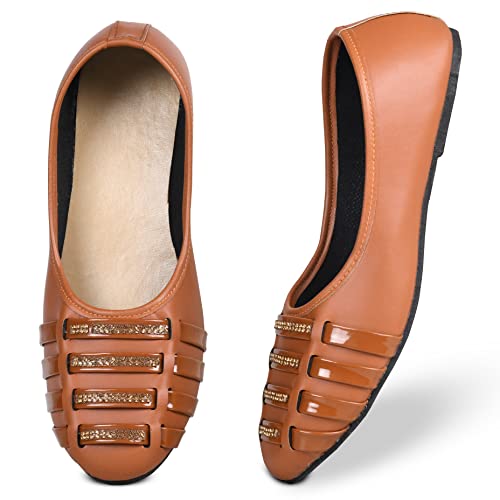 Image of Synthetic Leather Women Fashion Designer for Girls Women Casual Footwear Party Best Festive and Occassional Juti Fashionable Loafer Jutti Women Fashion Slipper Loafer Shoes I (Patti Bellies) I