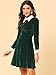 Allegra K Women's Contrast Collar A-Line Halloween Party Long Sleeves Vintage Velvet Dress Small Dark Green