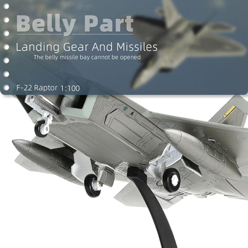 SEBUNAS 1/100 Scale F-22 Raptor Fighter Jet Model USAF FF03-049 1st Fighter Wing Langley Air Force Base Stealth Fighter Miniature Military Metal Diecast Aircraft Model Kit for Adult Collection - Image 5