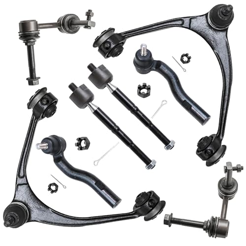 Image of Detroit Axle - 8pc Front End Kit for 98-05 Lexus GS300, 98-00 GS400, 01-05 GS430, 2 Upper Control Arms 4 Tie Rod Ends 2 Sway Bars 1998 1999 2000 2001 2002 2003 2004 2005 Replacement