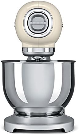 سامهون view of the Smeg SMF01CREU Stand Mixer, highlighting the motor head and mixing bowl.