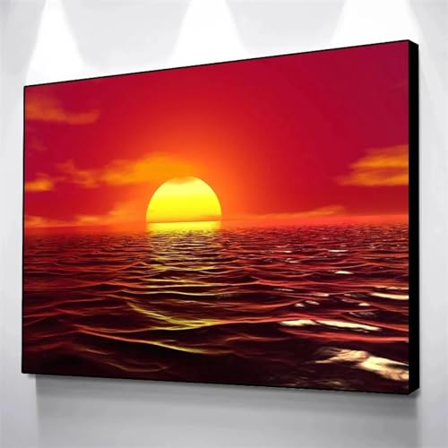 Coucher de soleil sur l'océan KEBIA, décoration d'intérieur et image d'art mural 35x50