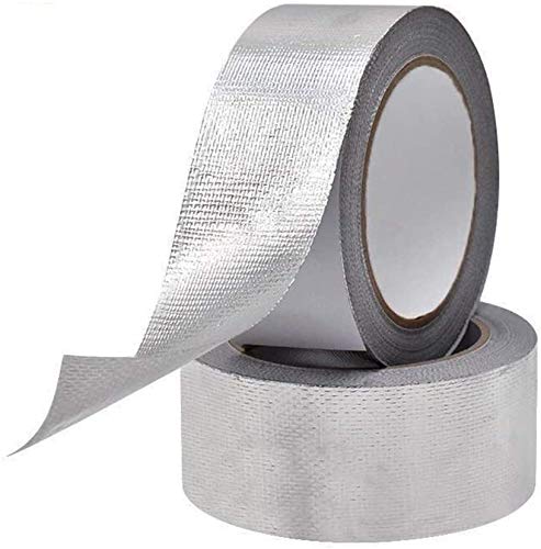 Image of 2X 2 inch Silver Duct Heat Reflective Tape Roll, Self-Adhesive Fiber-Glass Aluminum Foil Tape, Insulation Resistant High Temperature HVAC Tape, Metal Repair, Patching Hot Cold Air