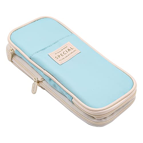 CENPEK Big Capacity Pencil Cases Pencil Pouch with Compartments for Teen Girls (Light Blue)