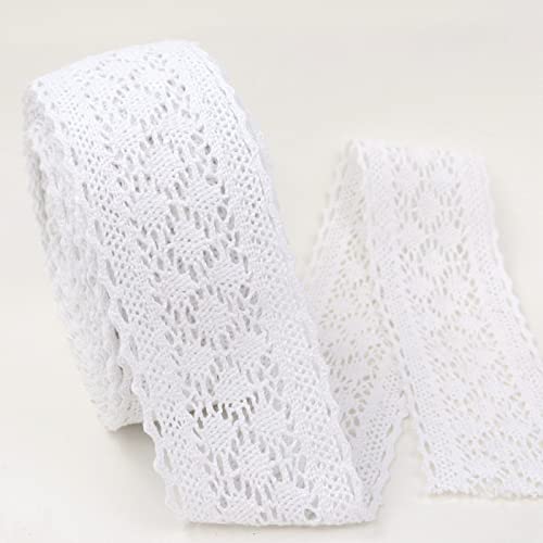 White Lace Ribbon 10 Yards Cotton Lace Trim Crochet Sewing Lace For Crafts, Gift Package Wrapping, Bridal Wedding Decoration, Scrapbooking Supplies #TOP15