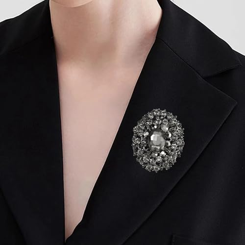 Image of SELOVO Big Large Rhinestone Oval Glitter Brooch Pin Jewelry Accessory Gold Tone