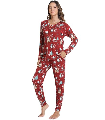 WiWi Viscose from Bamboo Women's Pajama Set Soft Long Raglan Sleeve Set Round Neck Pajamas S-XXL...
