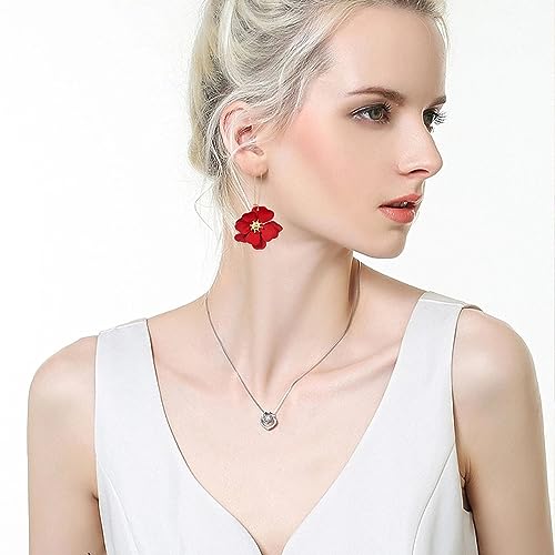 Bohemian Daisy Flower Matte Floral Long Petal Drop Dangle Earrings Layered Tiered for Women Chic Boho Wedding Jewelry4