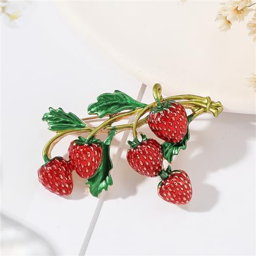 Image of WCRAZYE Red Strawberry Brooch Pin for Women Girls Cute Enamel Fruit Brooches Badges for Clothing Backpacks Bag Fashion Brooches Plant Lapel Pin Accessories Jewelry Gift