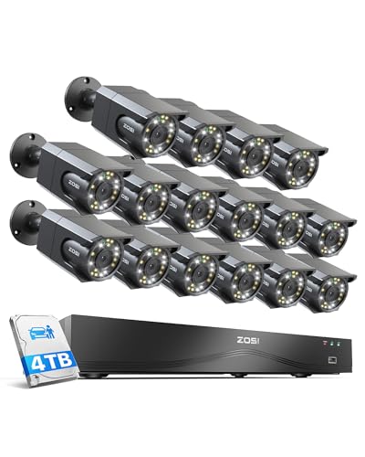ZOSI 4K 16CH PoE Security Camera System, 16 x 8MP